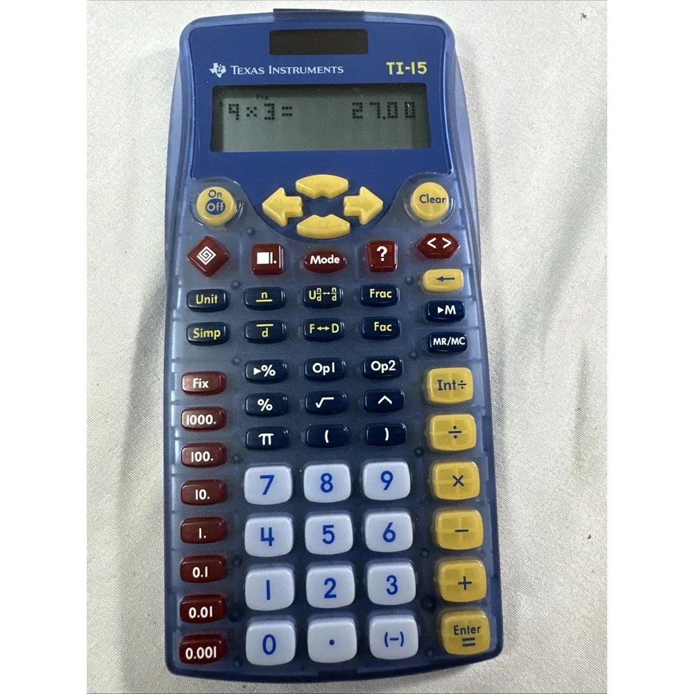 Texas Instruments TI-15 Explorer Elementary Calculator W/Slide Protective Cover